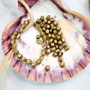 Brass Bicone Beads: African Brass Beads in a Bicone Shape, 7 to 10mm beads, 60 + beads Full Strand, African Metal Beads, Jewelry Supplies