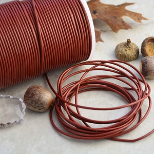 Russet, Sienna Brown: 2mm Round Leather Cord, Genuine Round Leather,  Indian Leather, Supple Leather, Leather Cording / Choose your length