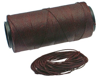 Fudge Brown: Waxed Polyester Cord, 1mm x pack of 25 feet (8.33 yards) or 500 feet spool, 2-ply / Hilo Encerado, Linha Encerada, Supplies