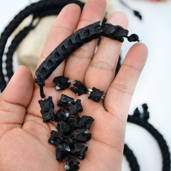 Real Black Snake Vertebrae, 7-12mm, 10 loose beads, Natural Large Hole Beads, Tribal, Bohemian, Juju, Oddities, Jewelry Making Supplies