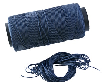 Navy Blue: Waxed Polyester Cord, 1mm x pack of 25 feet (8.33 yards) or 500 feet spool, 2-ply / Hilo Encerado, Linha Encerada, Supplies