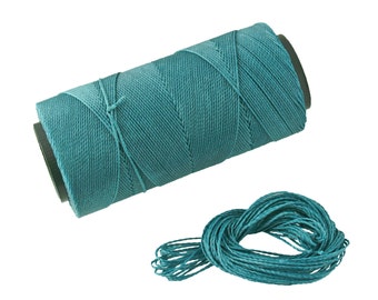 Teal Blue Waxed Polyester Cord 1mm Macrame Cord, 25 or 500 Feet Beading Cording