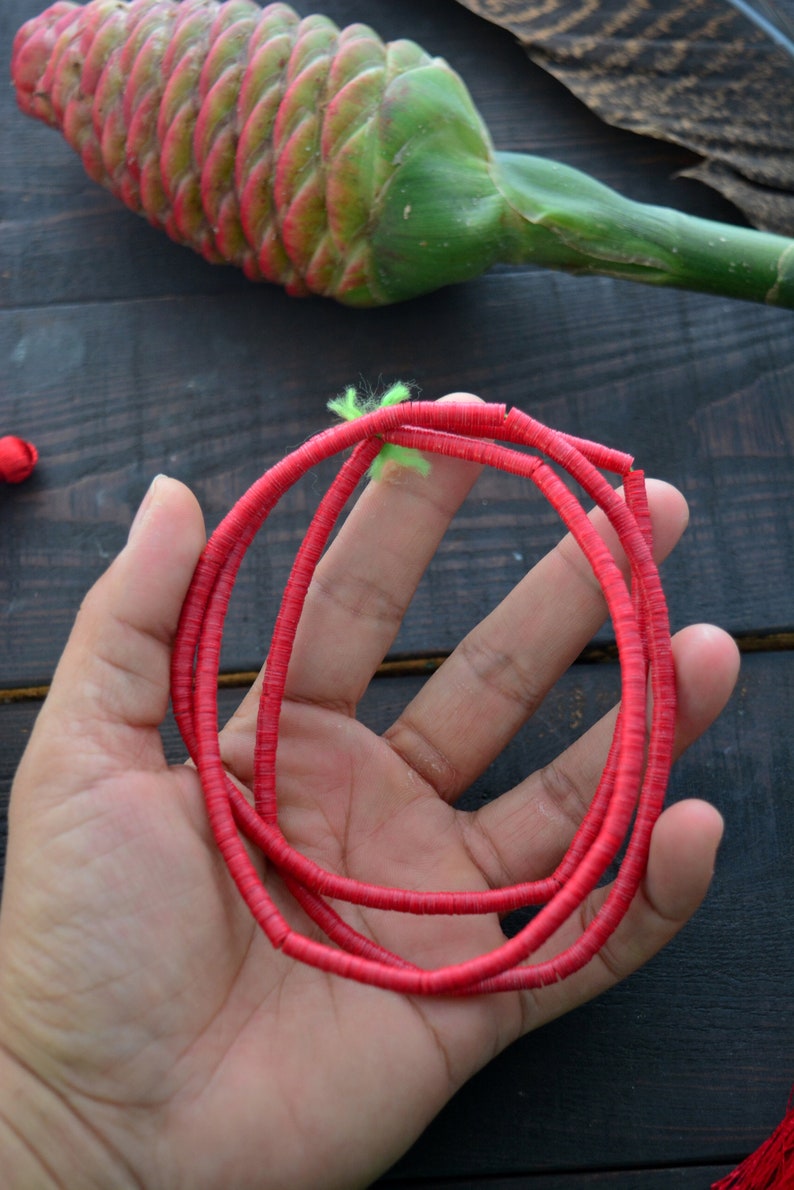 Bright Red: 4mm African Vinyl Beads Boho Jewelry 34 Vinyl Record Beads African Beads Heishi Beads Vulcanite Supplies Trade Beads