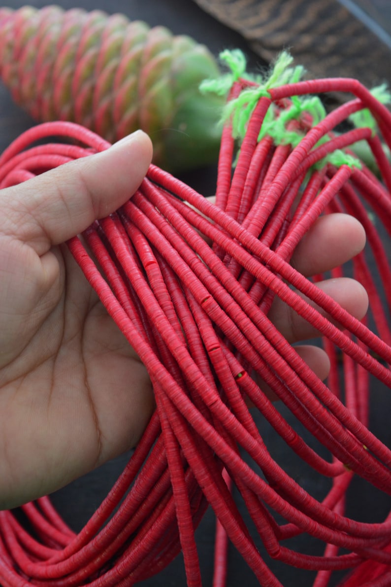 Bright Red: 4mm African Vinyl Beads Boho Jewelry 34 Vinyl Record Beads African Beads Heishi Beads Vulcanite Supplies Trade Beads