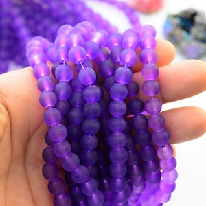 Mystic Purple, 8mm Cultured Glass Beads, strand of 100+ beads / Beads for Malas, Macrame, Friendship Bracelets / Jewelry Making
