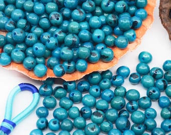 Deep Turquoise Blue: Real Acai Beads from South America, 8-10mm / Pick your qty / Eco-Friendly Beads, Natural Seeds, DIY Jewelry Supplies