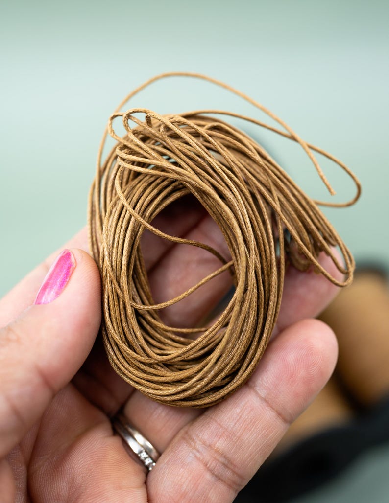 Light Brown Non-Waxed Braided Cotton Cording, 1mm Thickness for Macrame, Jewelry Making, and Crafts | 25 feet or 100-meter Spool