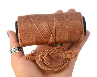 Maple Brown: Waxed Polyester Cord, 1mm x pack of 25 feet (8.33 yards) or 500 feet spool, 2-ply / Hilo Encerado, Linha Encerada, Supplies