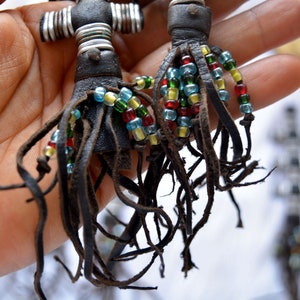 Cross Tuareg Magic: African Tuareg Tassels, 6.5, Single Layers, Tribal Colors, Sold by Each / Tribal Nomad Pendant, Nomadic Jewelry, Decor image 4