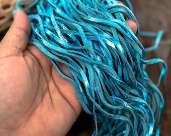 Turquoise Sparkles: 3mm Glitter Blue Suede Leather Lace – 36 inches Cowhide Strap for Jewelry Making and Crafting | Suede Lace