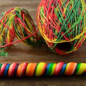 Marley&#39;s Mix: Natural Hemp Yarn from Nepal, Hand Spun Hemp Fiber / Fibers, Hemp Thread, Nepalese Hemp, Jewelry making / Red, Green, Yellow