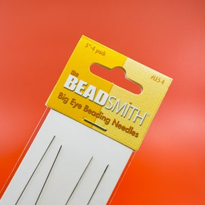Big Eye Beading Needles: Four 5&quot; needles, Stainless Steel / The BeadSmith, Large Hole, Needle, Findings, Sewing, NeedleCraft, Supplies