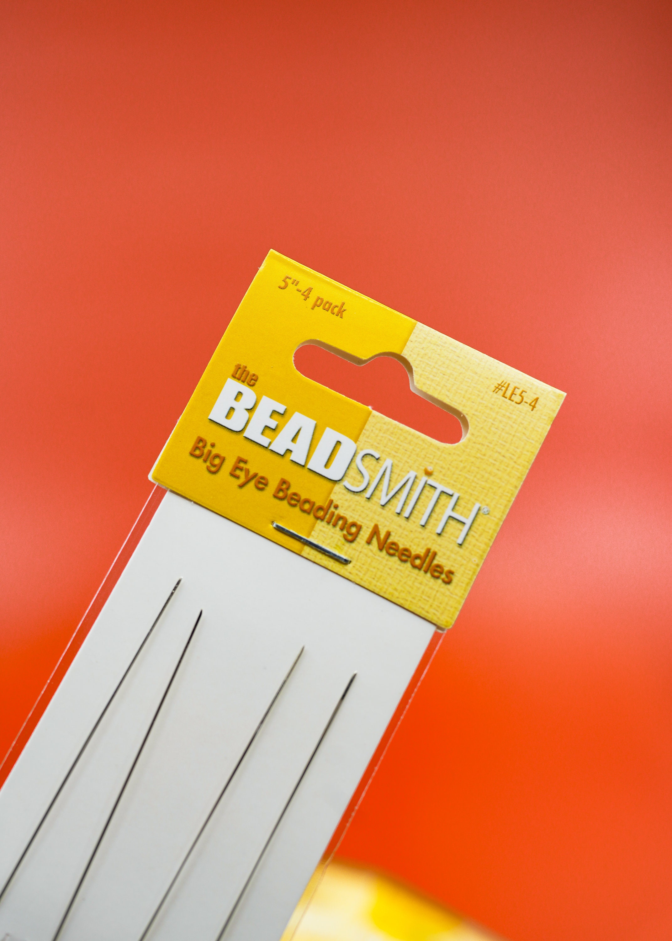 The Beadsmith Big Eye Beading Needles, 5 inches, 4 per Card, Sharp Points,  Use for General Sewing, Weaving and Embroidery, Very Easy to Thread 5 Long  - 4 Needles