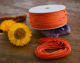 Orange: 1mm Braided Cotton Cord, pick your length / Cotton Thread for Jewelry Making and Crafts / Shamballa, Friendship Bracelets