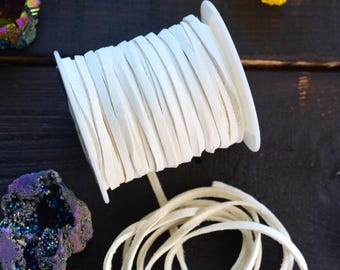 White: 3mm Deer Suede Lace | 5 Feet or Full Spool