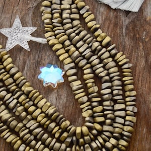 Matte Antique Brass Electroplated Hematite Beads, 16&quot; strand with approx. 80 beads, Mince, Hematite, Metal Beads, Plated Beads, Supplies
