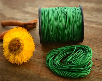 Emerald Green: 1mm Braided Cotton Cord, pick your length / Cotton Thread for Jewelry Making and Crafts / Shamballa, Friendship Bracelets