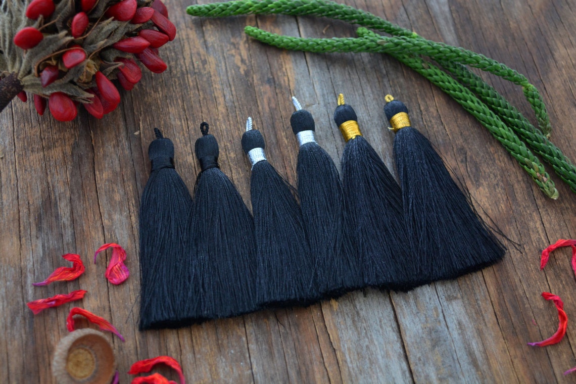 20PCS Dark Blue Silky Tassels - 3cm Handmade Jewelry Making Supplies For Craft Projects