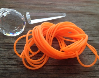 Neon Orange: HOLLOW Rubber Tubing, 2mm x 5 yards / Jewelry Supplies, Knotting, Stringing, Craft Supplies, Beading Cord