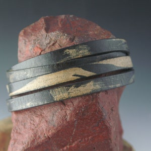 Two Tone Black Leather Strap, 10mm wide, Eco Friendly Leather Made in the USA, sold in 16&quot; increments / Leather Straps, Leather Cord