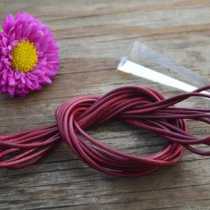 Glossy Polyester: Red Velvet 2mm x 10ft Braided Glossy Polyester - Nylon Cord / DIY craft cord, Snake Cord, Shamballa Bracelets / Supplies