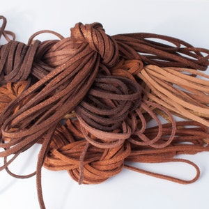 Cocoa Mocha Mix: Faux Suede Leather Cord (Microfiber), 3mm x 7 packs of 15ft per pack (7 different shades) / Faux Suede Lace