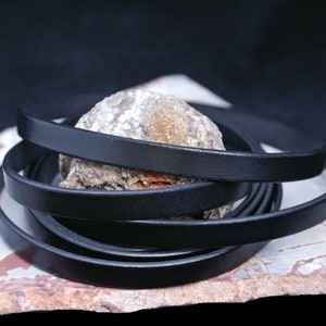 Black Leather Strap, 10mm wide, Eco Friendly Leather Made in the USA, sold in 16&quot; increments / Leather Straps, Leather Cord, Leather Jewelry