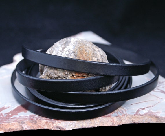 Black Leather Strap, 10mm wide, Eco Friendly Leather Made in the USA, sold in 16" increments / Leather Straps, Leather Cord, Leather Jewelry