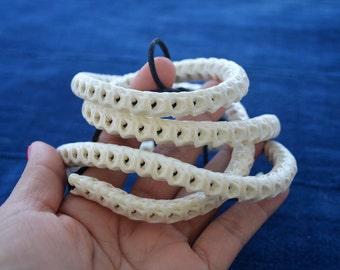 The Brianna Long Necklace: Long Snake Vertebrae Necklace in White, Real Snake Vertebrae, 7-12mm, 35" plus, 90-100 beads, Tribal Jewelry