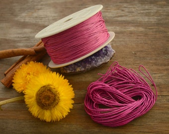 Hot Pink: 1mm Braided Cotton Cord, pick your length / Cotton Thread for Jewelry Making and Crafts / Shamballa, Friendship Bracelets