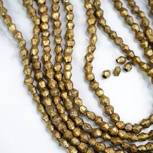 Brass Bicone Beads: African Brass Beads in a Bicone Shape, 7 to 10mm beads, 60 + beads Full Strand, African Metal Beads, Jewelry Supplies