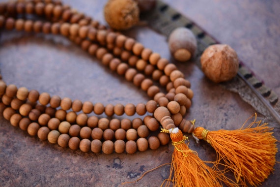 8mm Natural Aromatic Sandalwood Beads From India, 108 Beads Necklace /  Yoga, Malas, Prayer Beads / Wood, Wooden Beads, Jewelry Supplies 