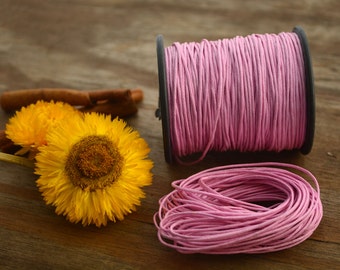 Cordón de algodón trenzado rosa claro de 1 mm, sin encerar, para macramé y joyería. Bobina de 100 metros o 7,62 m.