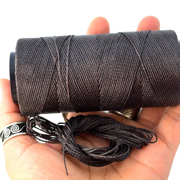 Roasted Coffee: Waxed Polyester Cord, 1mm x pack of 25 feet (8.33 yards) or 500 feet spool, 2-ply / Hilo Encerado, Linha Encerada, Supplies