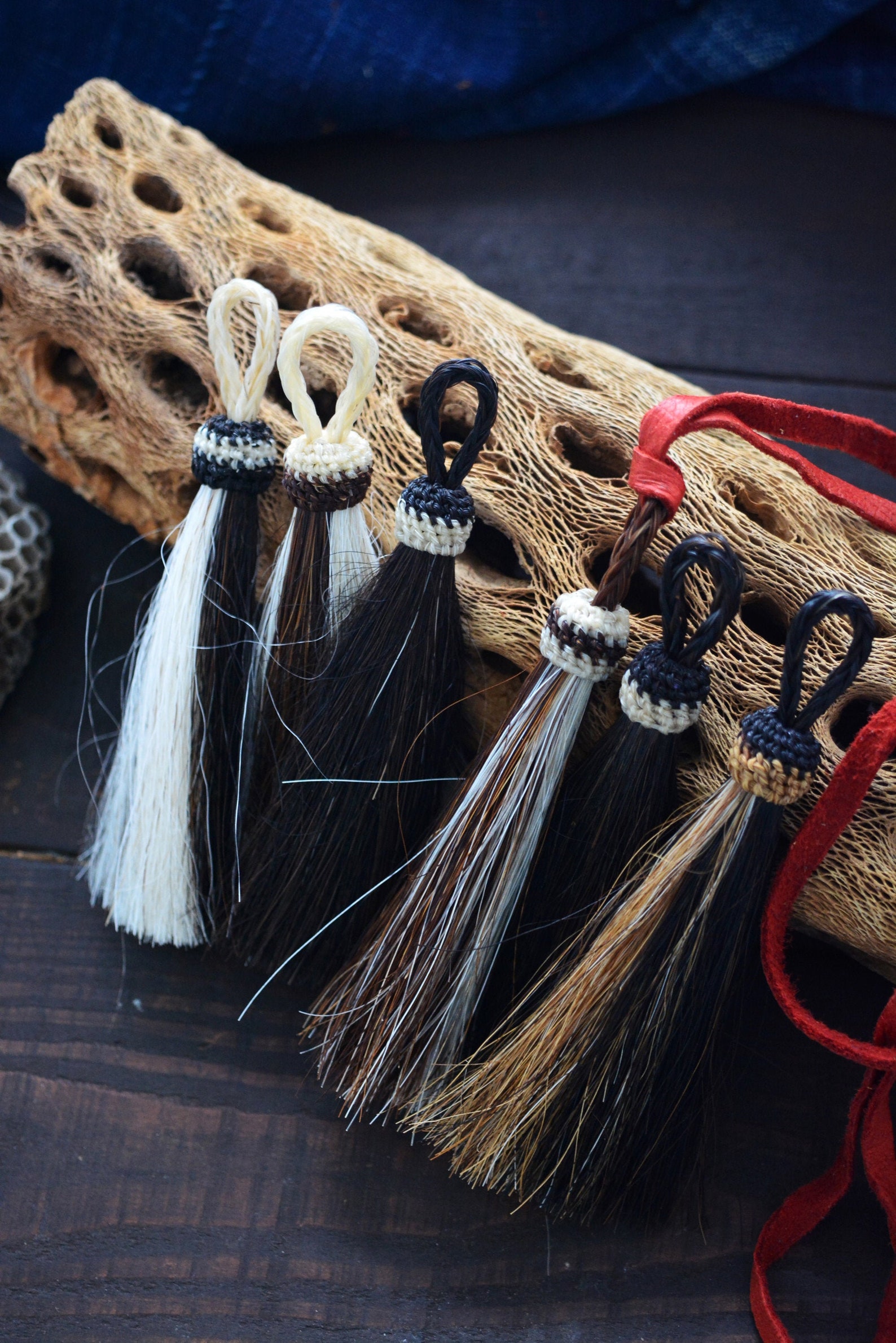 Two Tone 4 Horse Hair Tassels Natural Color Horse Hair Etsy