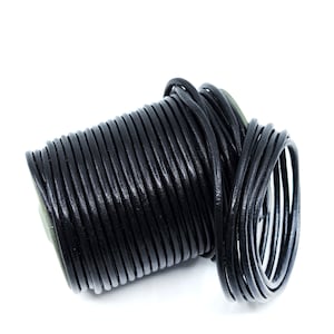 Black, 5mm Round Leather Cord / Organic Leather, Round Leather, Leather Jewelry, Leather Cording, Jewelry Supplies