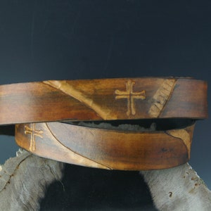 Cross Distressed Brown Leather Strap, 20mm wide, Eco Friendly Leather Made in the USA, sold in 16&quot; increments / Leather Straps, Leather Cord