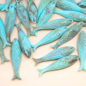 Seafoam Green Fish Charm – 48mm German Resin Pendant | Ocean Aesthetic, Jewelry Making Fisherman Vibe Jewelry Supply, Sardine Girl