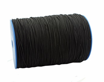 Elastic Cord: Black Solid Elastic Cord, approx. 2mm x 25ft / DIY Cord, Stretch Cord, Fabric Elastic, Beading / Craft and Jewelry Supplies