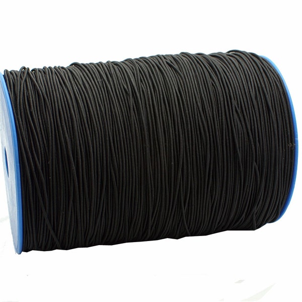 Elastic Cord: Black Solid Elastic Cord, approx. 2mm x 25ft / DIY Cord, Stretch Cord, Fabric Elastic, Beading / Craft and Jewelry Supplies