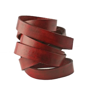 Cranberry Red Leather Strap, 16mm wide, Eco Friendly Leather Made in the USA, sold in 16&quot; increments / Organic Leather Straps, Leather Cord