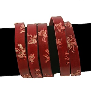 Sunshine Cranberry Red Leather Strap, 10mm wide, Eco Friendly Leather Made in the USA, sold in 16" increments / Leather Straps, Leather Cord