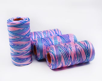 Cotton Candy Mix Nylon Cord 1mm, Non-Waxed Macrame Thread, 300 Yard Spool