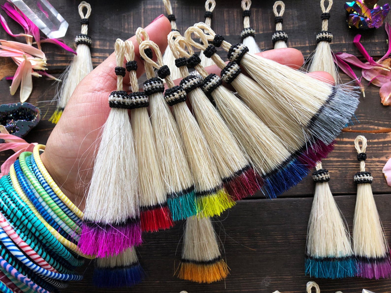 Dip Dye Horse Hair Tassels Bright Ombre Colors 4.25 Etsy