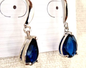 Royal blue water drop earrings – Stylish look with hook closure