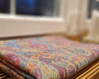 Warm scarf with paisley pattern, fine scarf, soft neckerchief for women