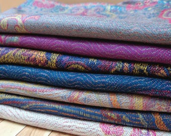 Paisley pattern scarves – Soft neckerchiefs for women, fringed stoles, delicate scarves