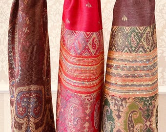 Paisley Scarves - Soft Scarves for Women, Fringed Stoles, Fine Scarves