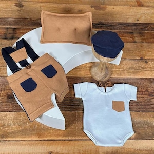 Conjunto de accesorios para fotografía de recién nacidos: conjunto y accesorios hechos a mano para bebé niño