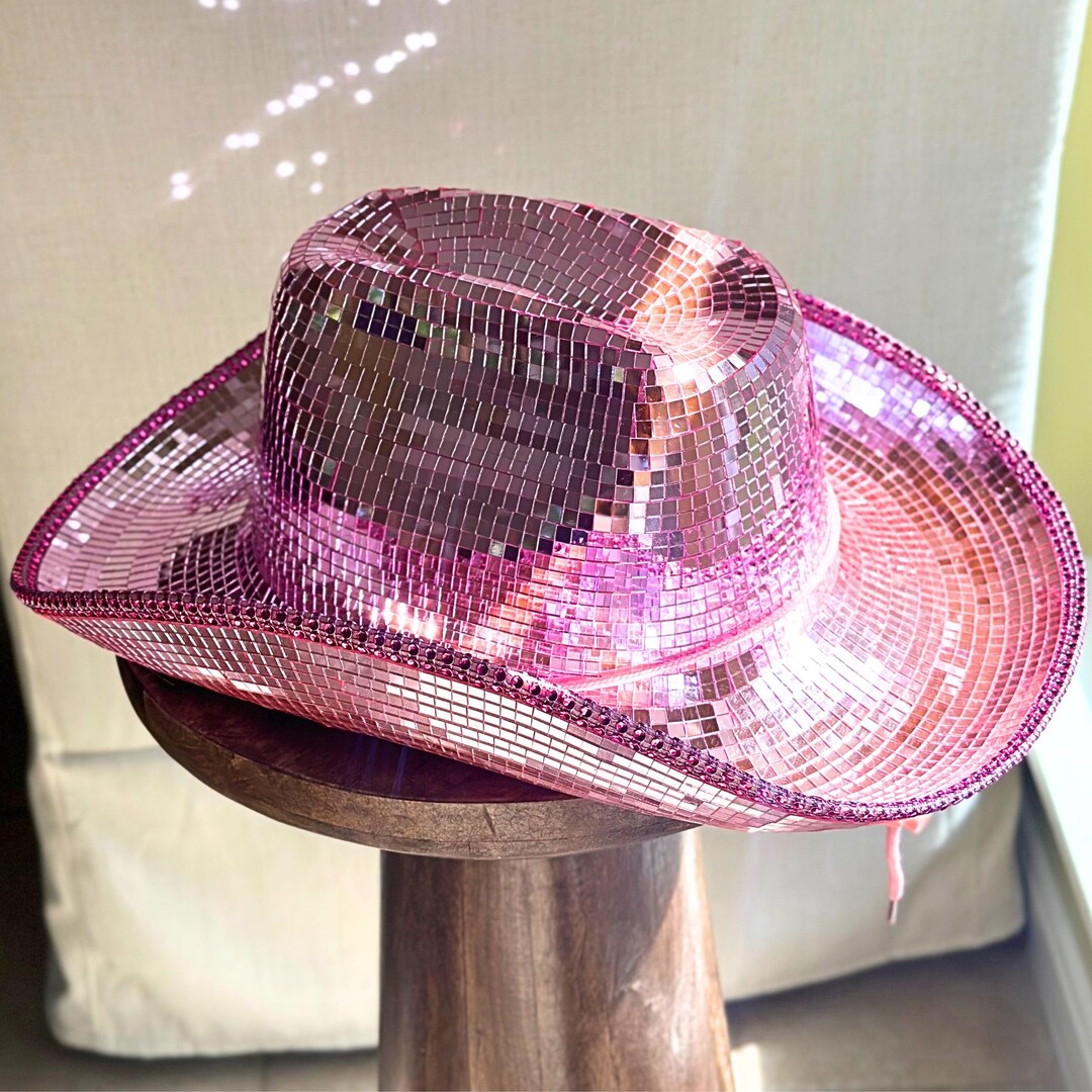 Pink Disco Ball Cowboy Hat: Sparkly Bachelorette Party Hat - Etsy